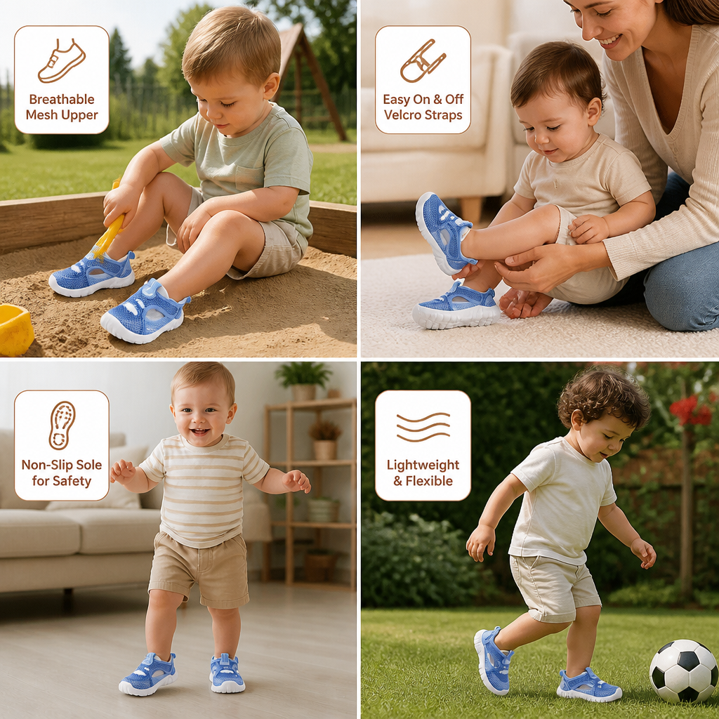 Summer Baby Sandals with Non-Slip Soles and Velcro Fastenings