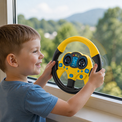 Kids Copilot Steering Wheel Toy with Suction Cup Lights and Sounds