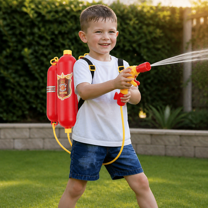 Firefighter Backpack Water Gun Toy for Kids Outdoor Summer Fun