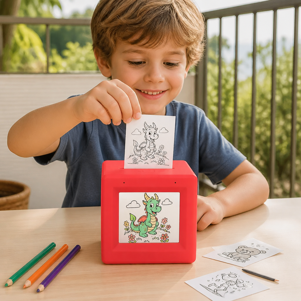 Magic AI Kids Print Box with Voice Control – Portable Creative Drawing & Idea Printer