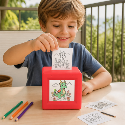 Magic AI Kids Print Box with Voice Control – Portable Creative Drawing & Idea Printer