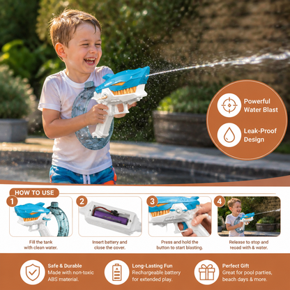 Electric Shark Water Gun for Kids – Fully Automatic Water Blaster for Hot Summer Fun
