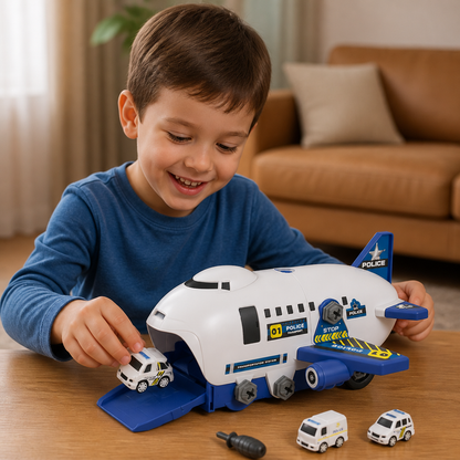 DIY Airplane Transport Truck Playset with Construction Vehicles