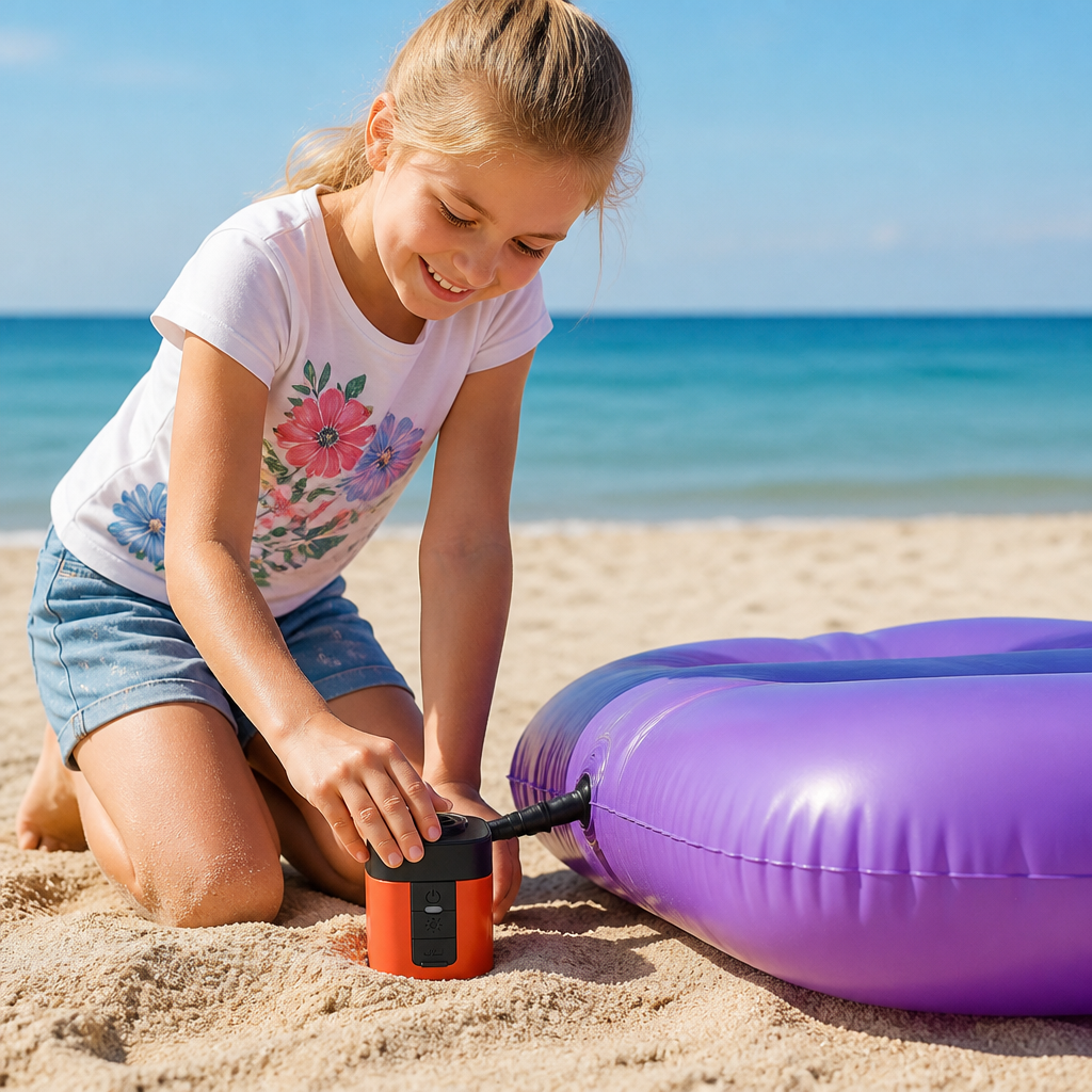 Portable Mini Air Pump with LED Light – Fast Inflate & Deflate