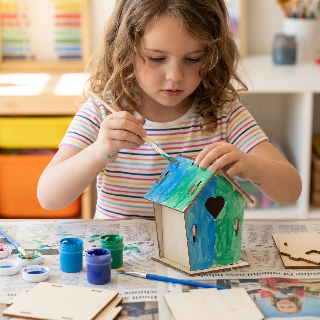 Colorful DIY Wooden Birdhouse Kit for Kids – Paint & Craft Set
