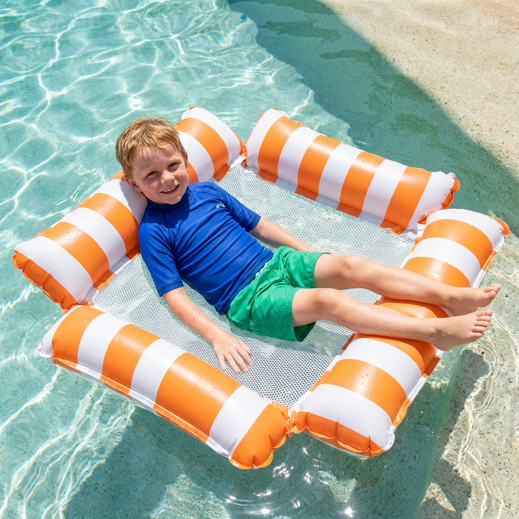Inflatable Pool Seat for Kids – Water Hammock with Mesh Surface