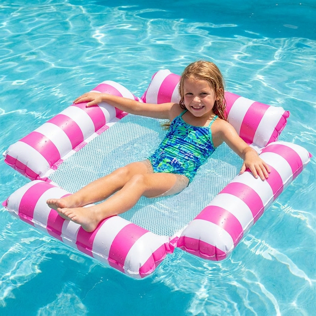 Inflatable Pool Seat for Kids – Water Hammock with Mesh Surface