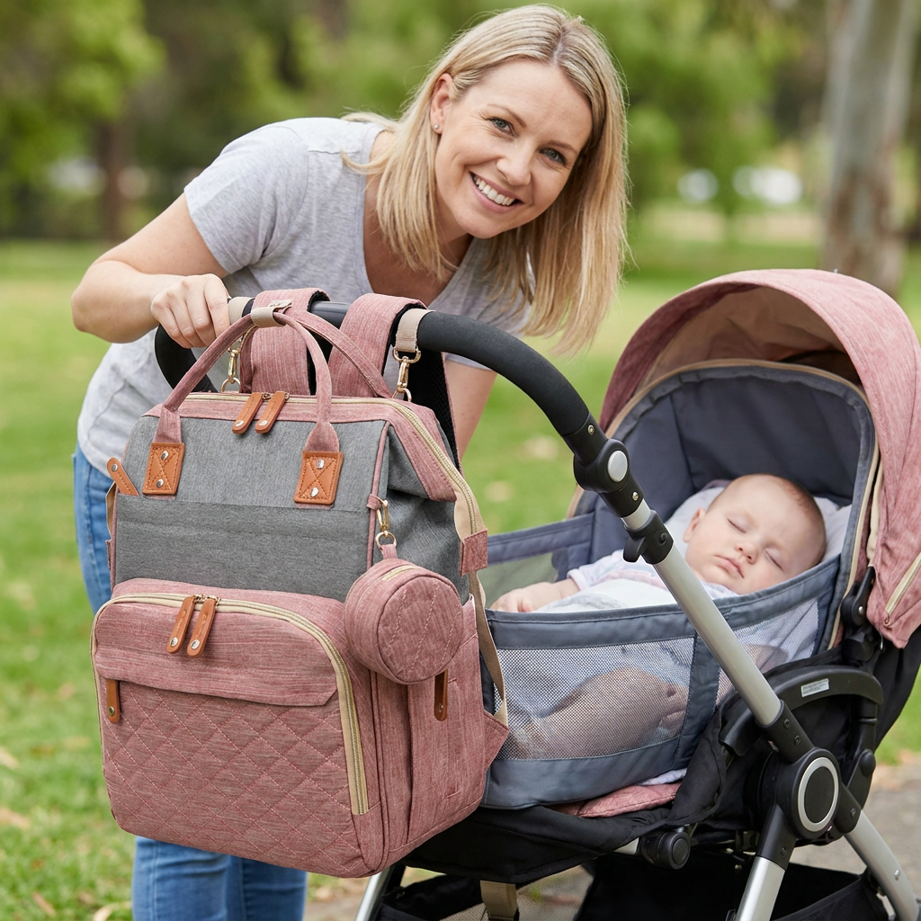 3-in-1 Travel Diaper Backpack with Foldable Baby Bed – Perfect for On-the-Go Parents