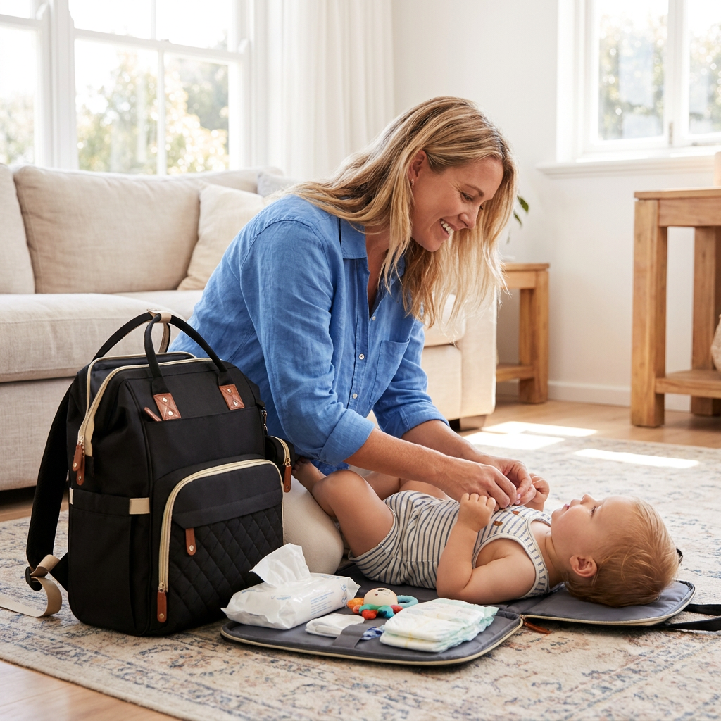 3-in-1 Travel Diaper Backpack with Foldable Baby Bed – Perfect for On-the-Go Parents
