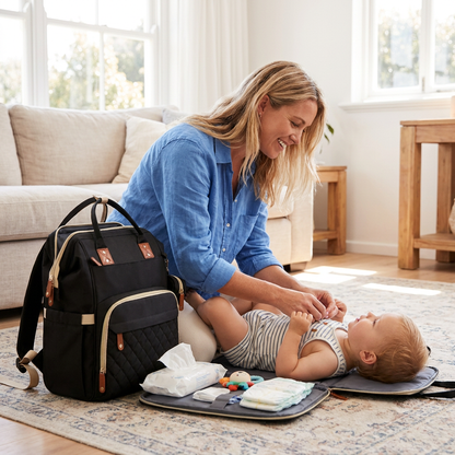 3-in-1 Travel Diaper Backpack with Foldable Baby Bed – Perfect for On-the-Go Parents