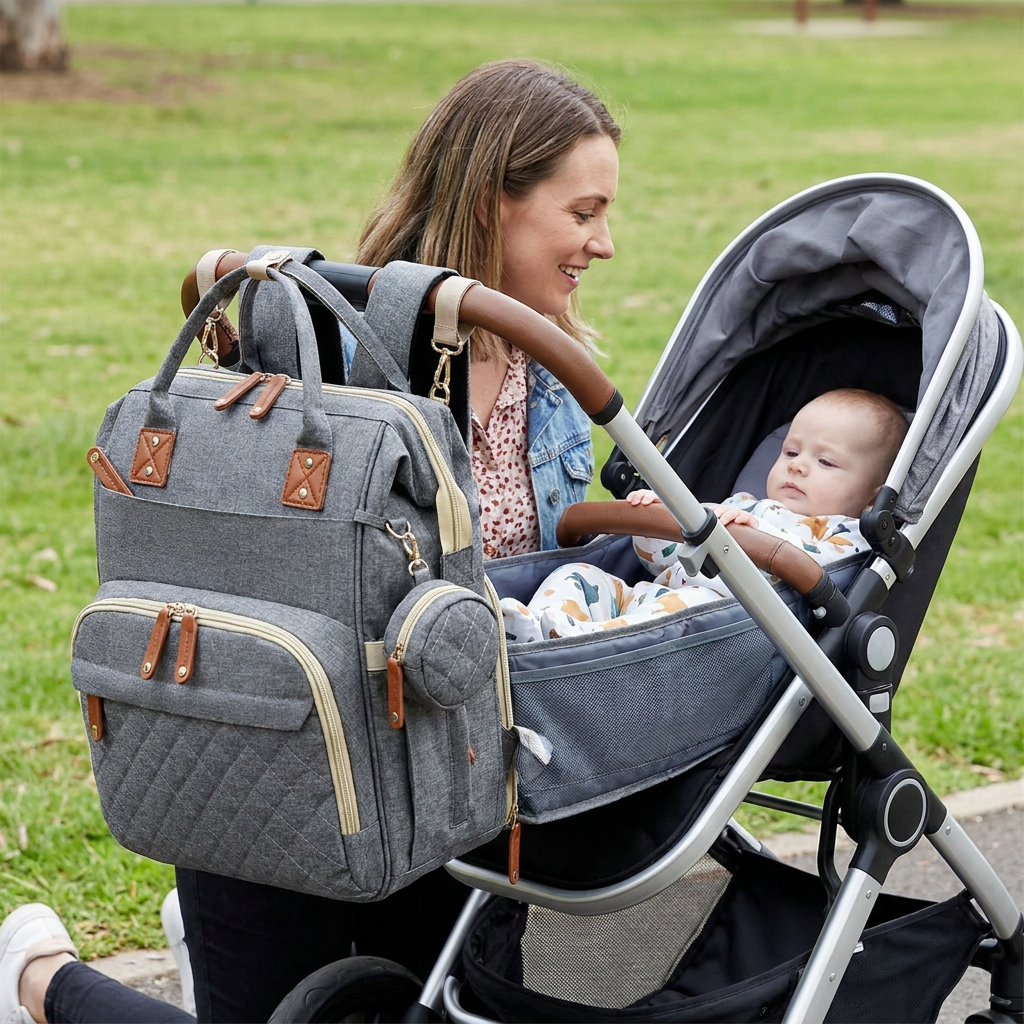 3-in-1 Travel Diaper Backpack with Foldable Baby Bed – Perfect for On-the-Go Parents