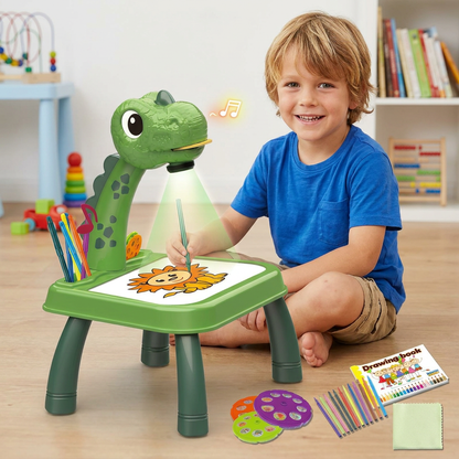 Dinosaur Projection Drawing Table for Kids with Markers and Music