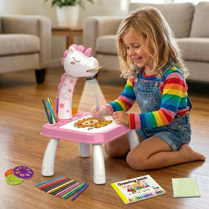 Dinosaur Projection Drawing Table for Kids with Markers and Music