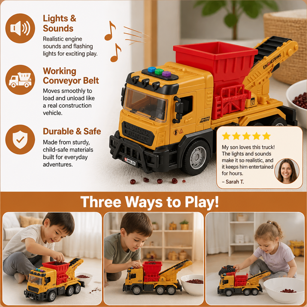 Construction Dump Truck Toy with Lights & Sounds