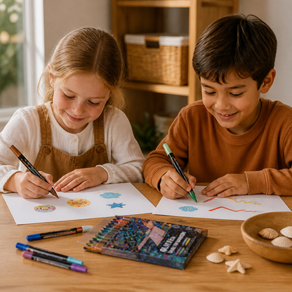 Glitter Brush Marker Set – Dual-Tip Sparkling Art Markers