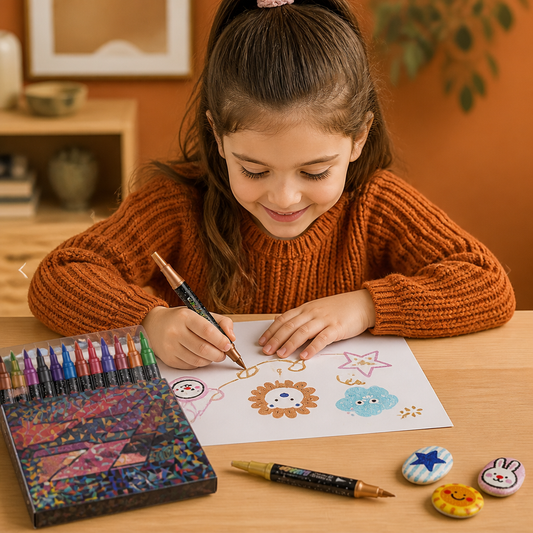 Glitter Brush Marker Set – Dual-Tip Sparkling Art Markers