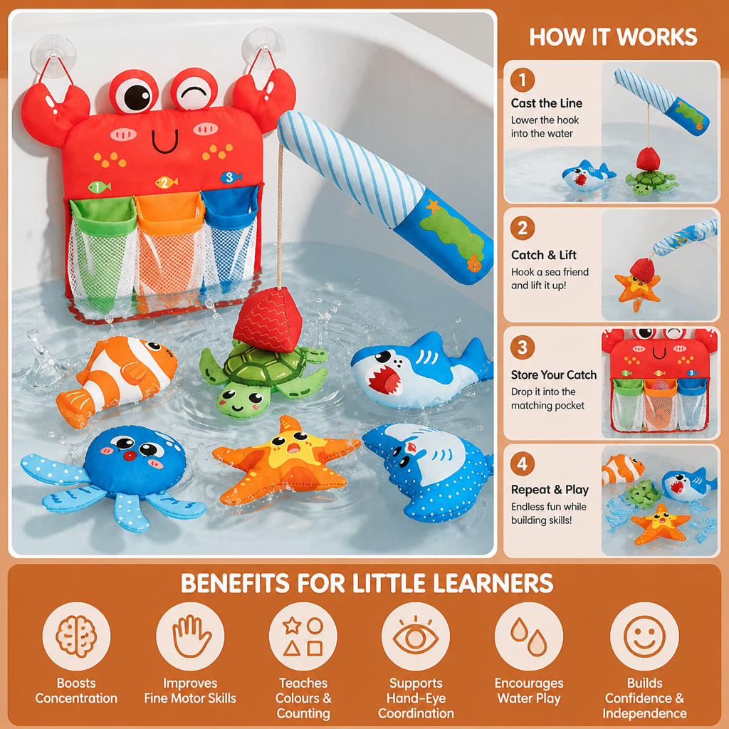 Montessori Magnet Fishing Bath Toy Set