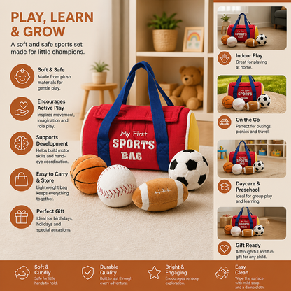My First Sports Plush Bag – Soft Baby Play Set