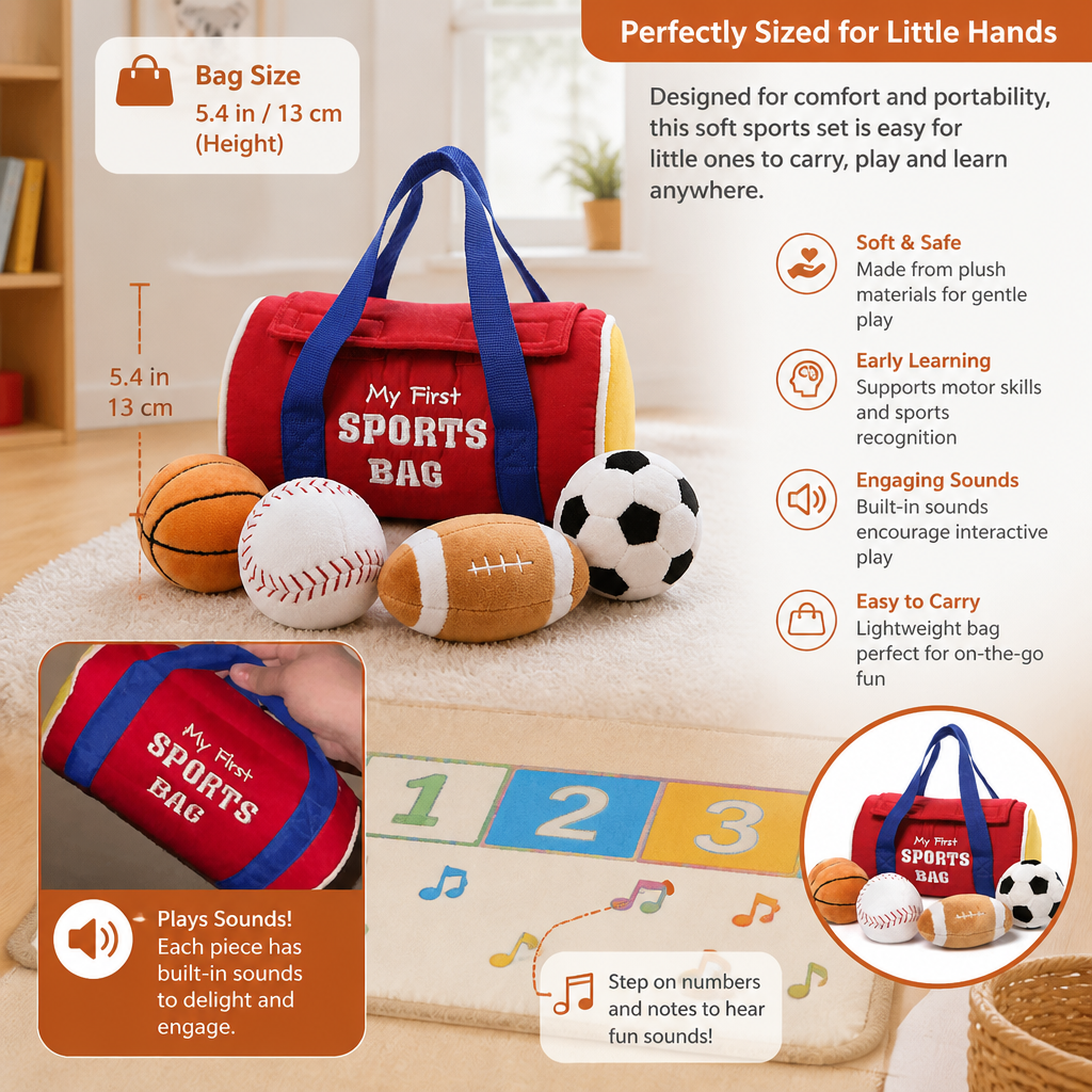 My First Sports Plush Bag – Soft Baby Play Set