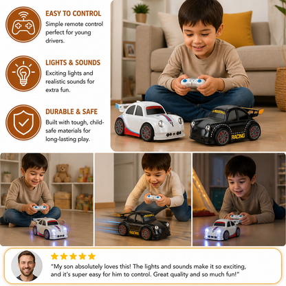 RC Racing Drift Car for Kids - Remote Control with Sensor Lights & Sound