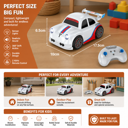 RC Racing Drift Car for Kids - Remote Control with Sensor Lights & Sound