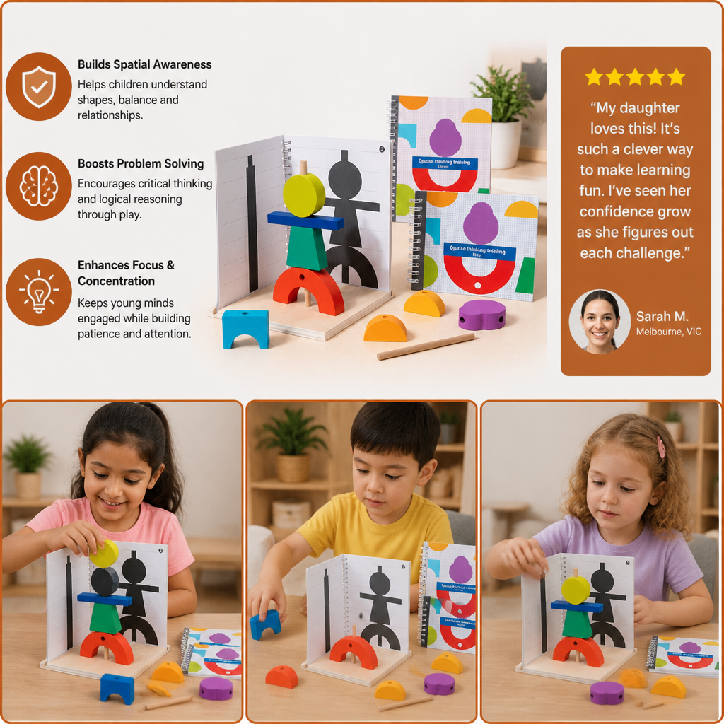 Wooden 3D Shadow Matching & Spatial Thinking Puzzle for Kids