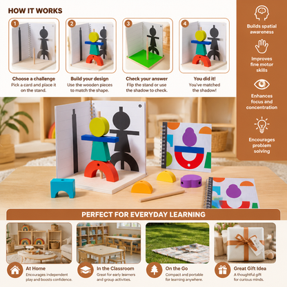 Wooden 3D Shadow Matching & Spatial Thinking Puzzle for Kids