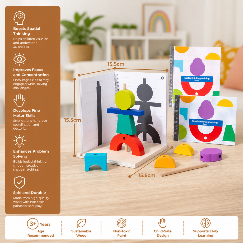 Wooden 3D Shadow Matching & Spatial Thinking Puzzle for Kids