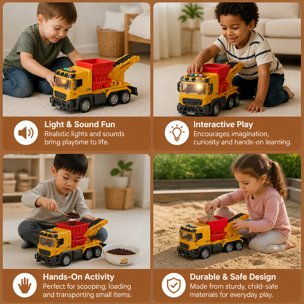 Construction Dump Truck Toy with Lights & Sounds