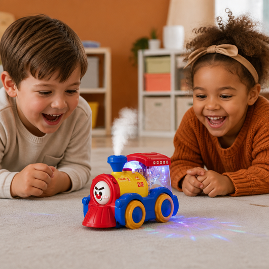Transforming Train Toy with Steam, Lights & Music