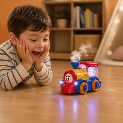 Transforming Train Toy with Steam, Lights & Music