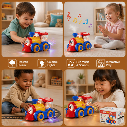 Transforming Train Toy with Steam, Lights & Music