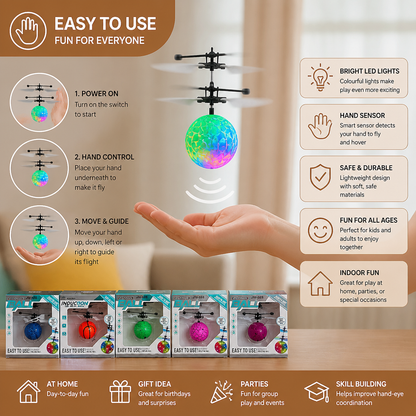 Hand-Controlled Flying LED Ball Drone for Kids