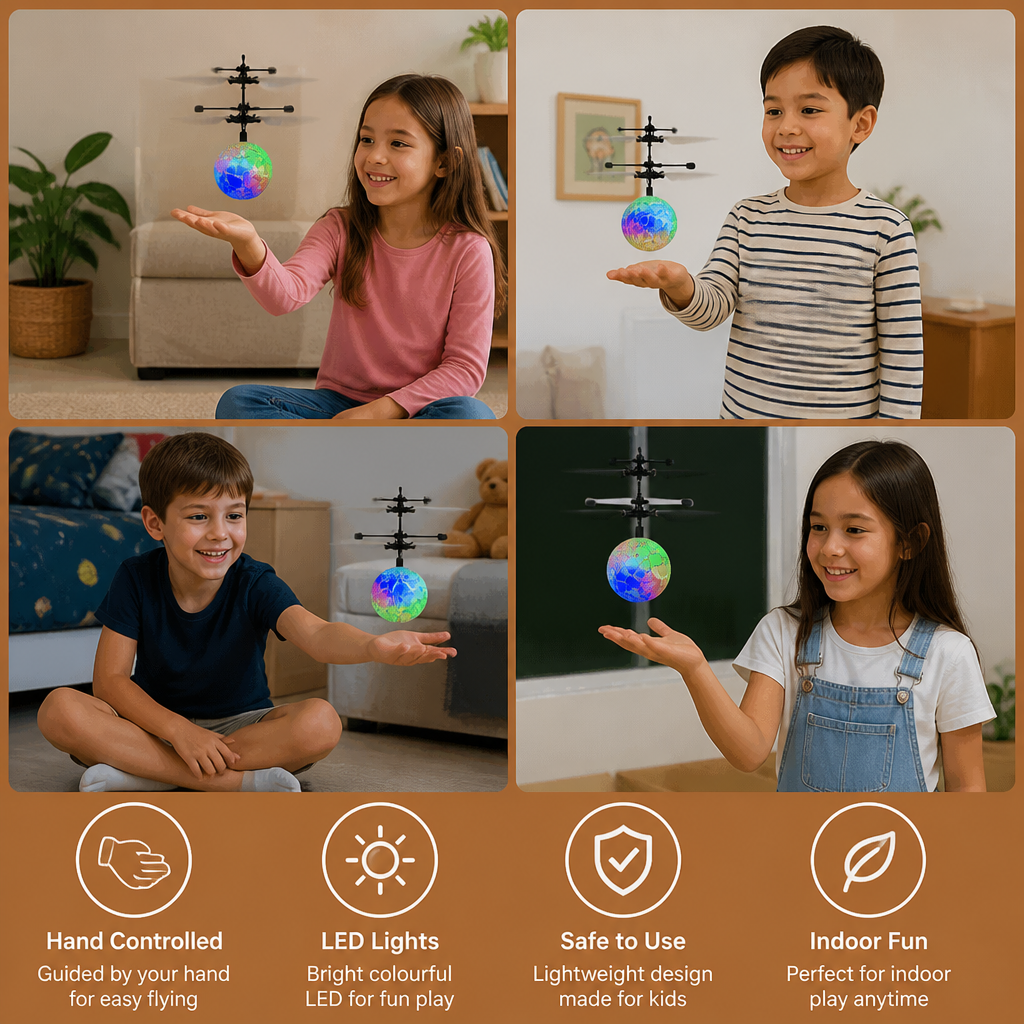 Hand-Controlled Flying LED Ball Drone for Kids