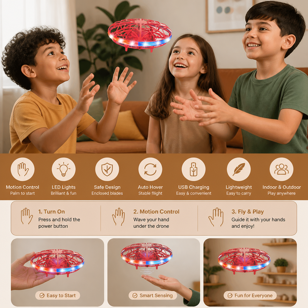 Motion-Sensing LED UFO Flying Drone