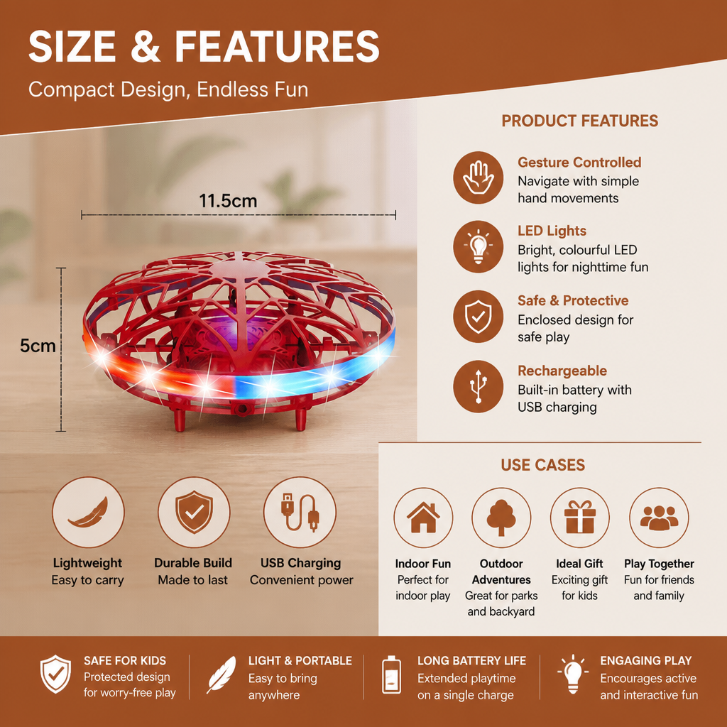 Motion-Sensing LED UFO Flying Drone