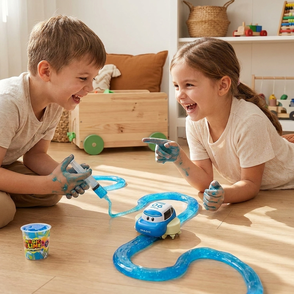 Magic Slime Race Track Set – DIY Electric Car Adventure