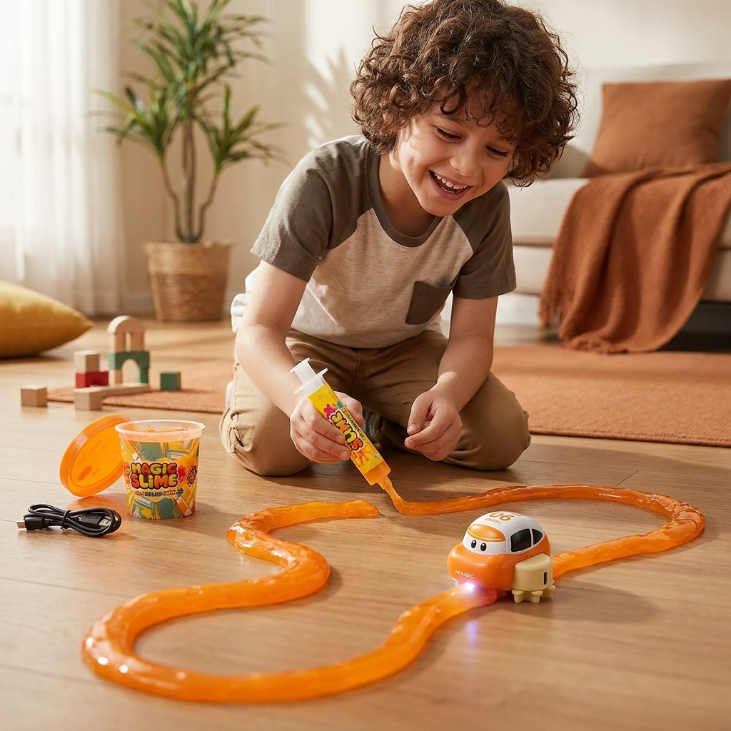 Magic Slime Race Track Set – DIY Electric Car Adventure