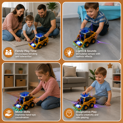 Musical Light-Up Excavator Toy with Continuous Ball Scooping Action