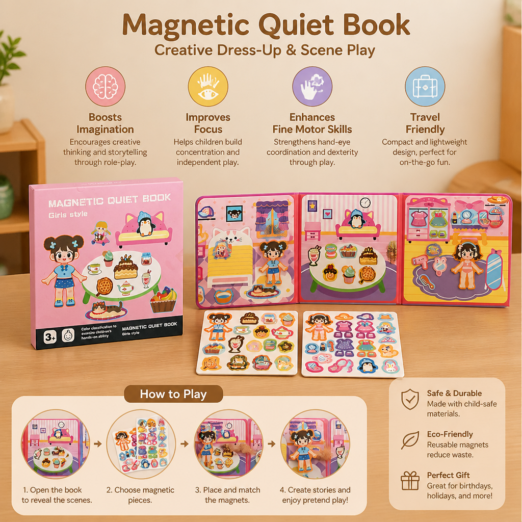 Montessori Magnetic Quiet Book – Creative Dress-Up & Scene Play