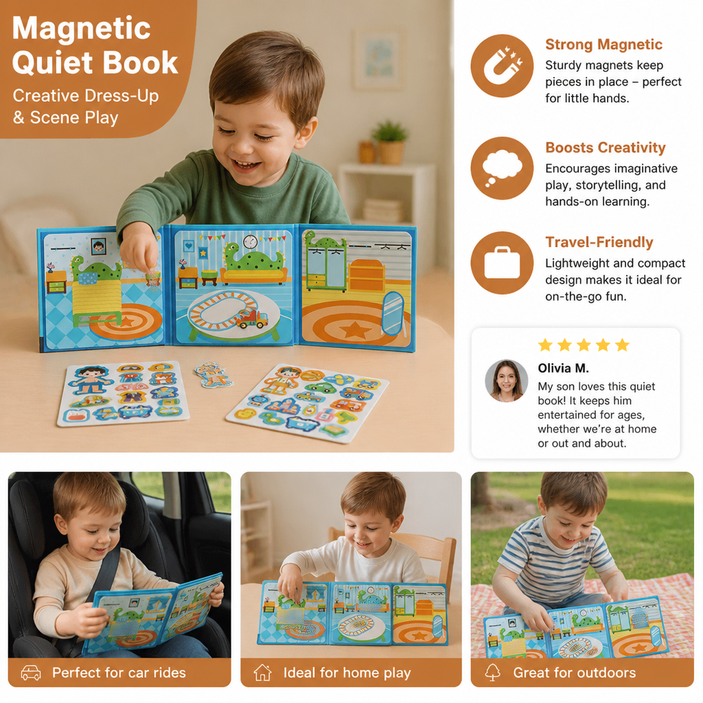 Montessori Magnetic Quiet Book – Creative Dress-Up & Scene Play