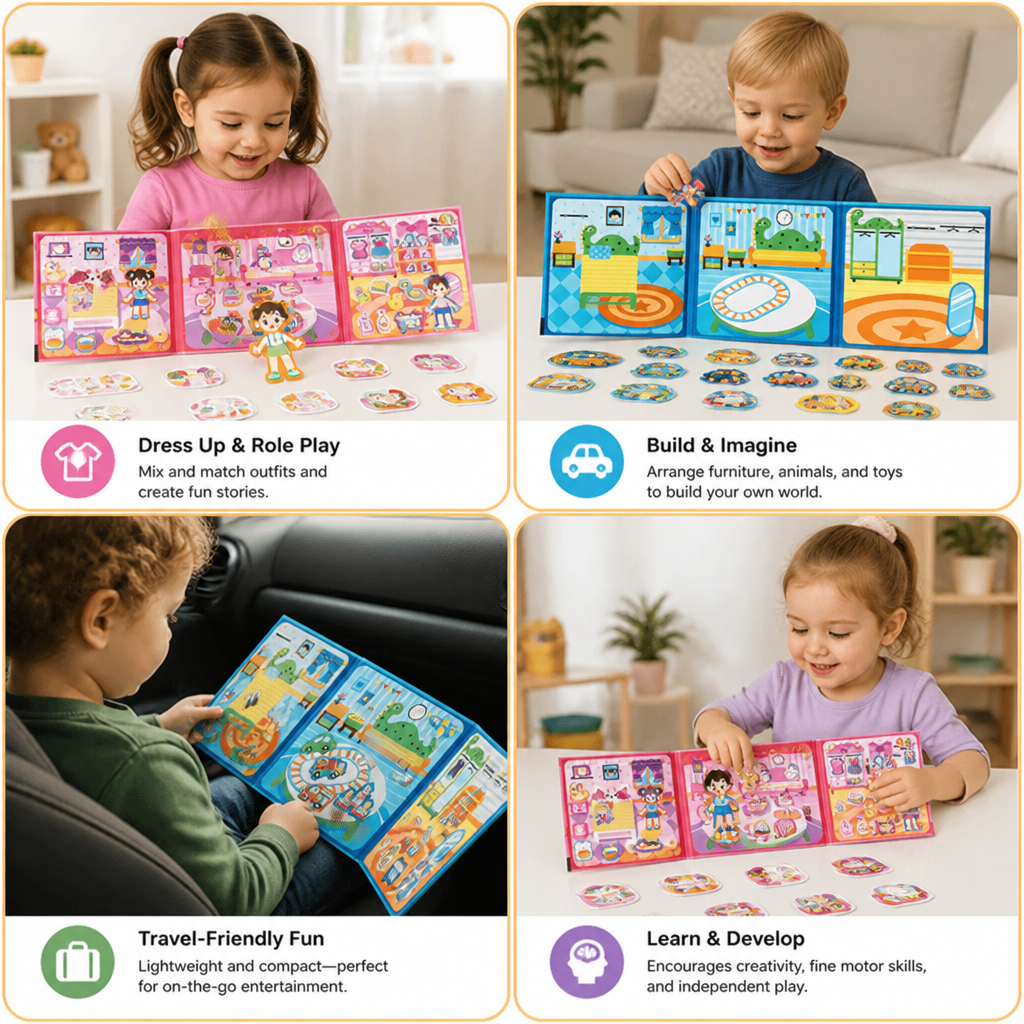 Montessori Magnetic Quiet Book – Creative Dress-Up & Scene Play