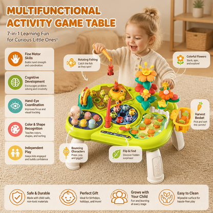 Kids Multifunctional Activity Game Table with Multiple Play Stations
