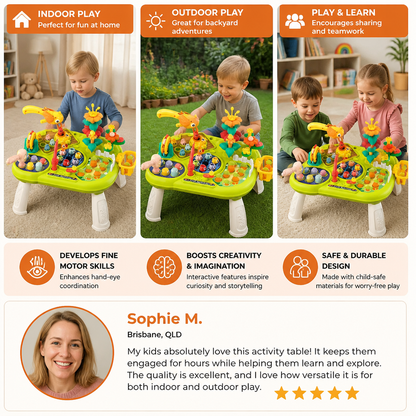 Kids Multifunctional Activity Game Table with Multiple Play Stations