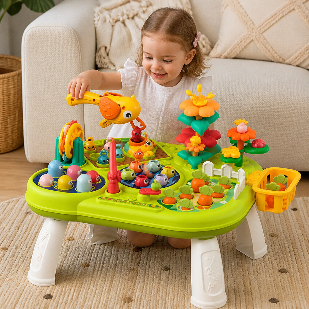 Kids Multifunctional Activity Game Table with Multiple Play Stations