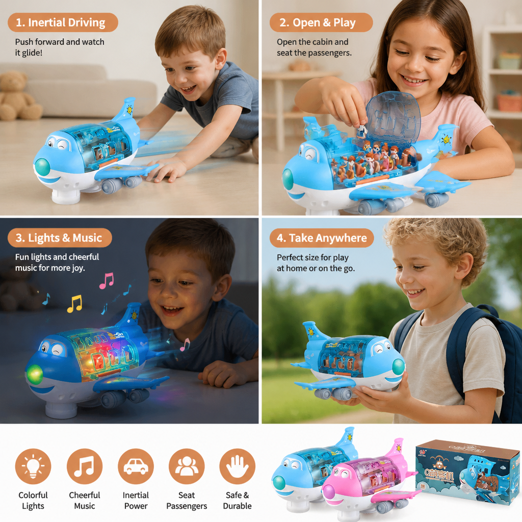 Driving Toy Airplane with Lights and Music