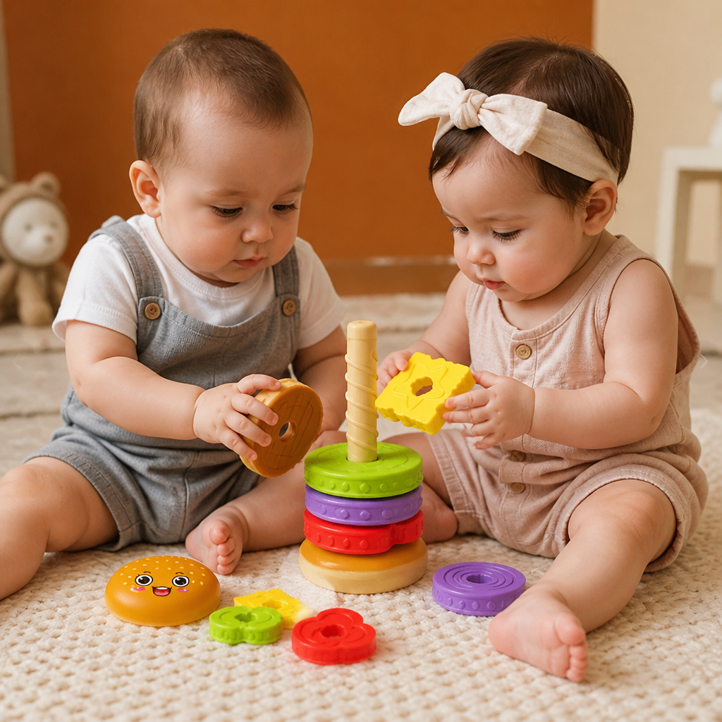 Interactive Rotating Burger Stacking Puzzle