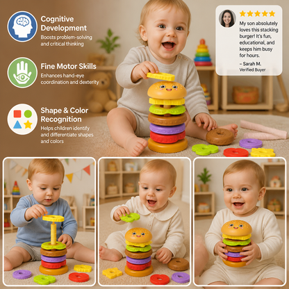 Interactive Rotating Burger Stacking Puzzle