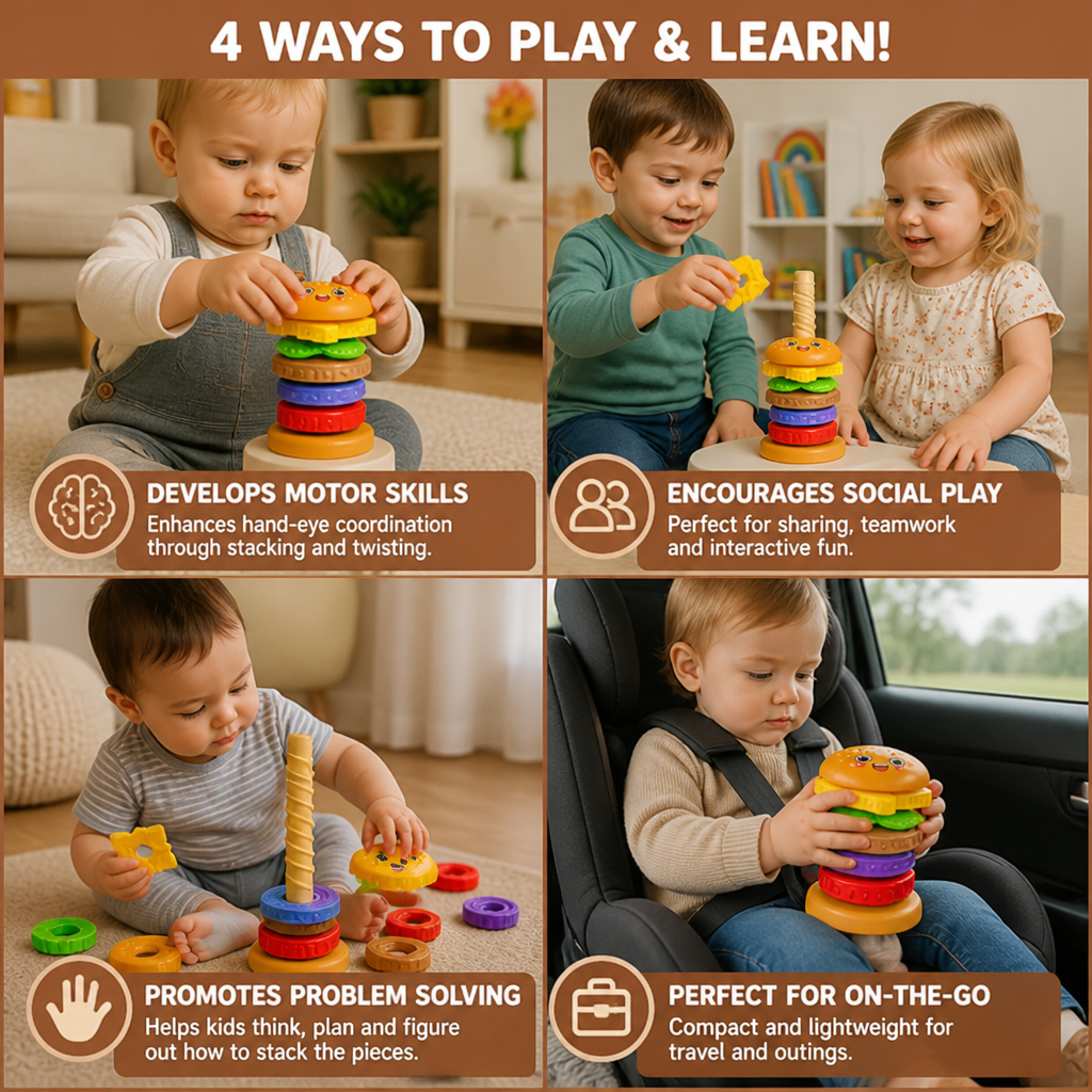 Interactive Rotating Burger Stacking Puzzle