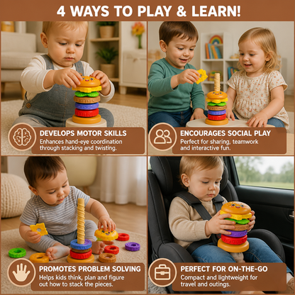 Interactive Rotating Burger Stacking Puzzle